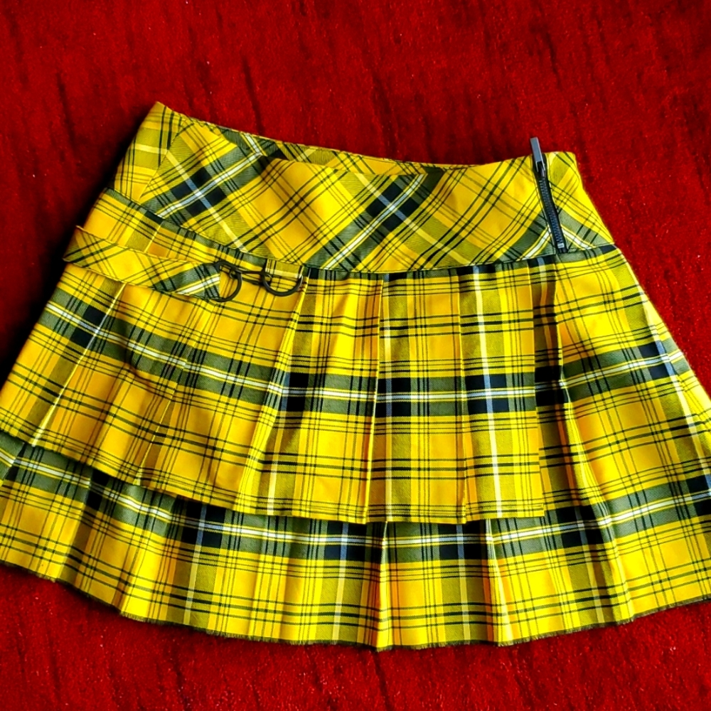 Size 8 yellow and black plaid skirt mini Ideology